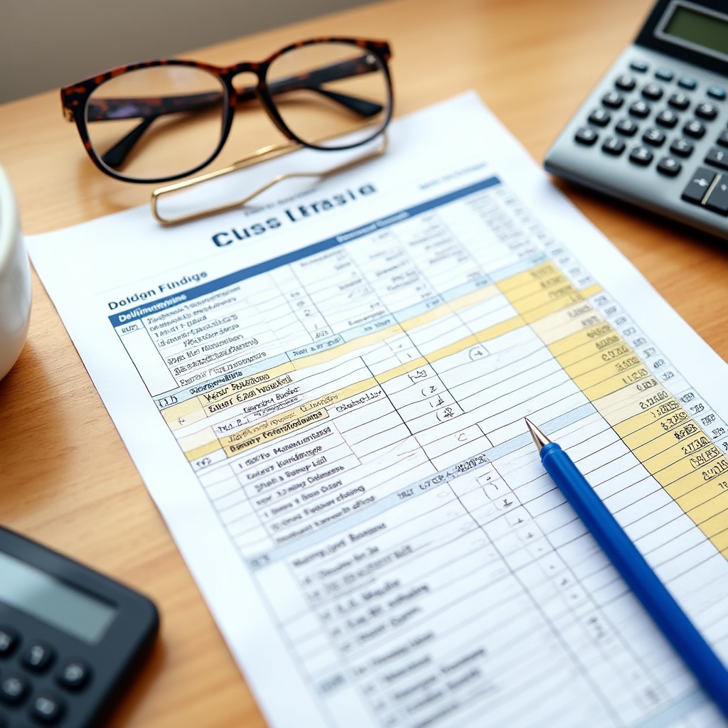 Detailed cost breakdown on spreadsheet