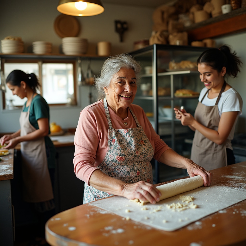 Familia manejando pequeño negocio gastronómico juntos