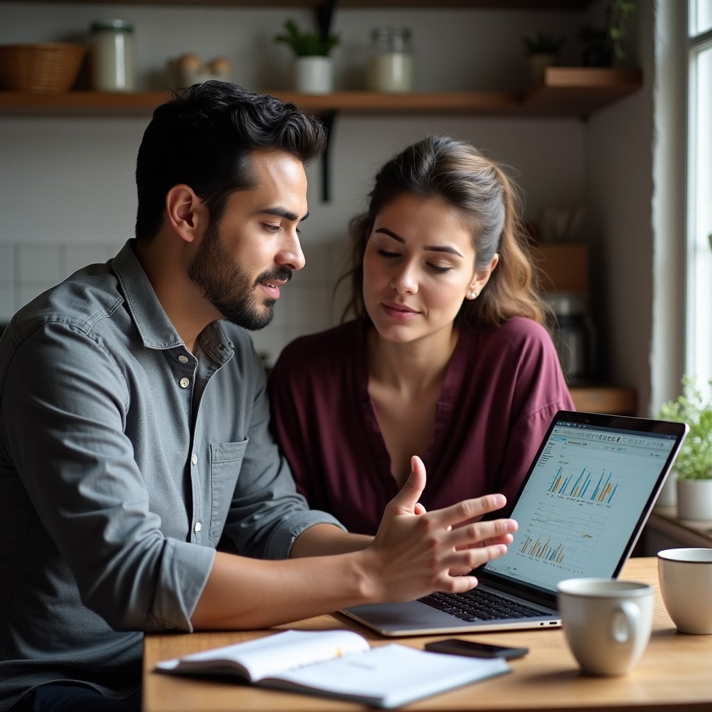 Consultor explicando planilla de costos a dueño de negocio